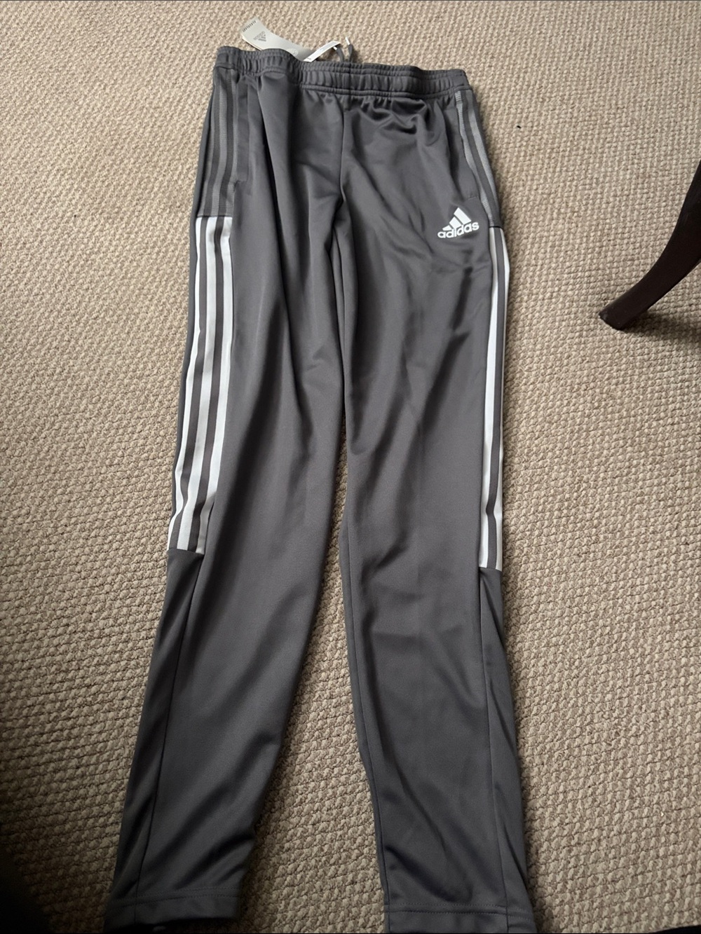 adidas Kids Gray Track Pants with White 3-Stripes
